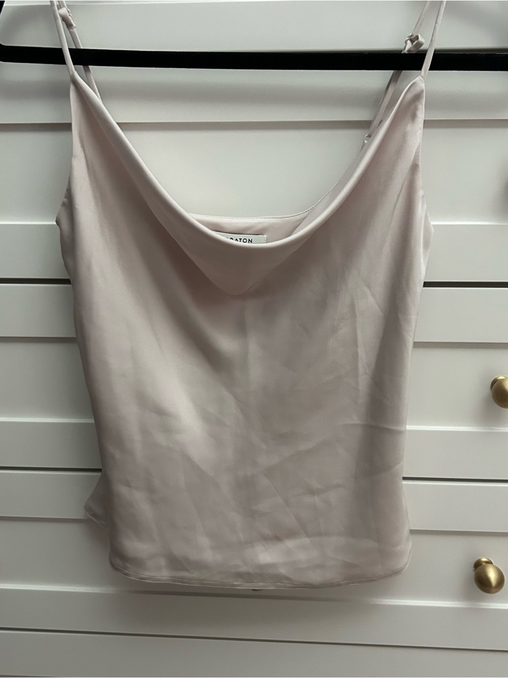 Babaton Pale Pink Satin Cowl Neck Camisole
